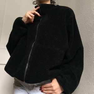 black teddy fleece jacket